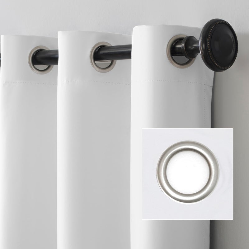 Sun Zero Columbia 2-Pack Thermal Energy Saving 100% Blackout Grommet Curtain Panel Pair, 50" x 63", White - Image 3